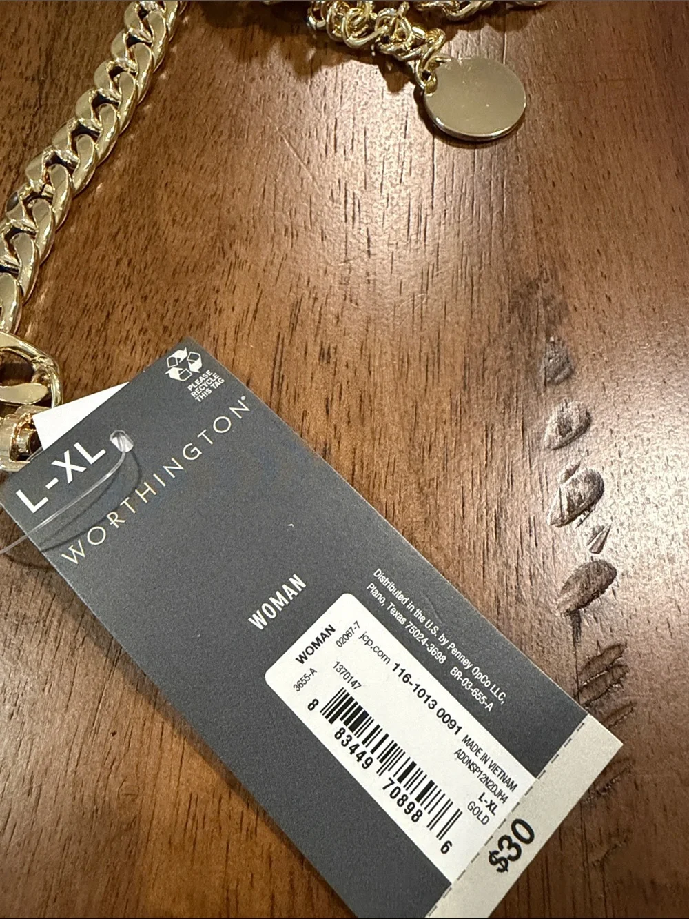 Worthington Gold Chain Belt | Sz L/XL